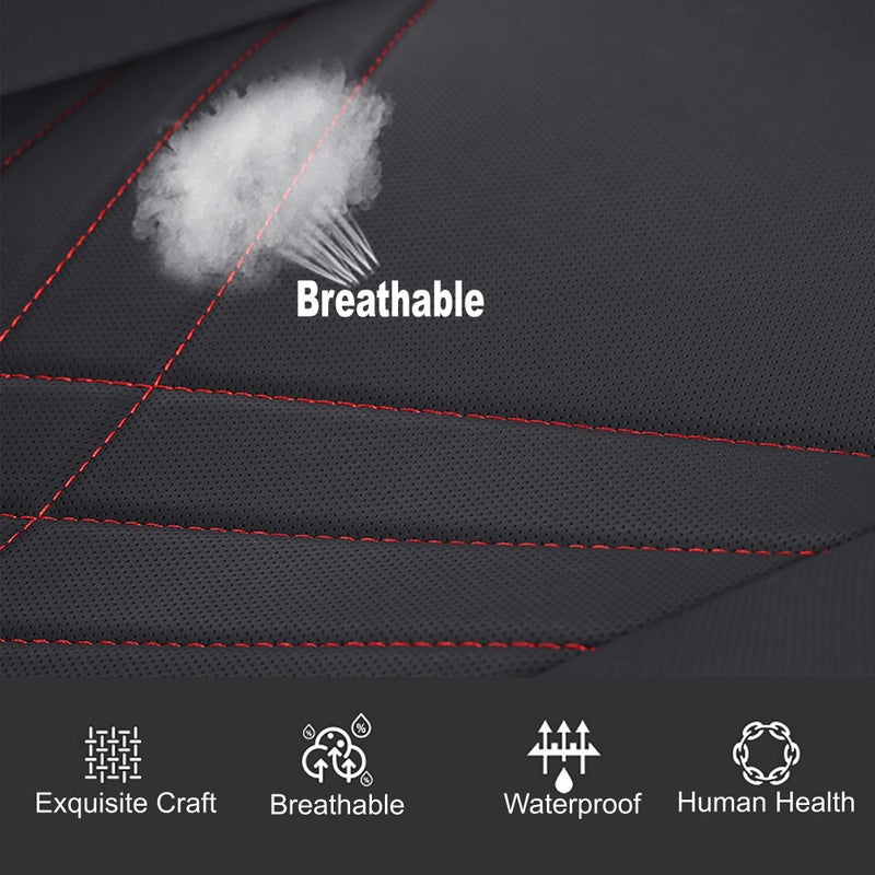 kingphenix Car Seat Cover: Easy to Install, Fits Most Cars, Vans, Trucks, and SUVs â€“ Black & Red Line - Image 3
